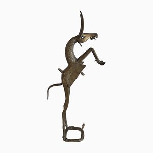 Sculpture de Cheval Tribal Mali Dogon Vintage en Laiton