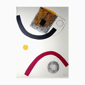 Berto Lardera, Composición geométrica abstracta, Litografía original sobre papel Arches, 1974