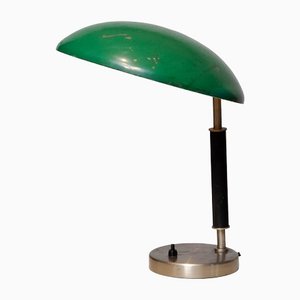 Green and Metal Table Lamp attributed to Harald Notini for Arvid Böhlmarks, 1930s