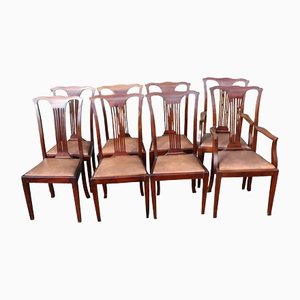 Mahogany High Back Chairs, 1920s, Set of 8