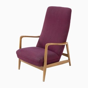 Vintage Wood Reclining Armchair attributed Giò Ponti, 1950s