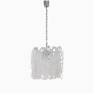 Murano Glass and Steel Chandelier from Mazzega, 1960s