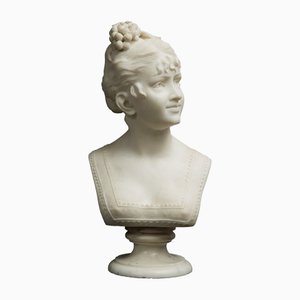 Rafaelo Battelli, Bust of Noblewoman, 19th Century, Marble