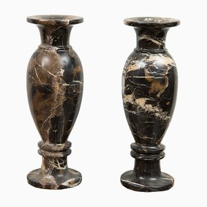 Antique Vases in Black Marble Porto, 1900s, Set of 2
