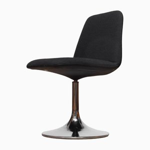 Chaise Pivotante Vinga en Laine Noire et Chrome Tulipe par Börje Johanson, Suède