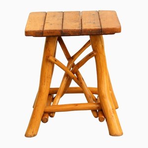Brutalistic Wooden Stool, 1950s