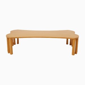 Vincent Free Form Oak Wood Coffee Table from Poujardieu, 1992