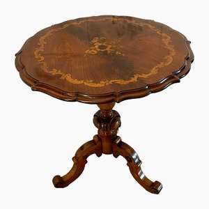 Large Antique Victorian Walnut Marquetry Inlaid Lamp Table, 1850s
