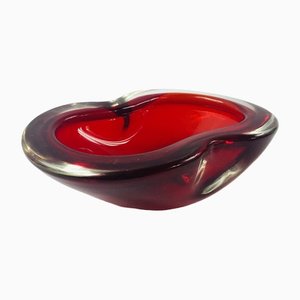 Cuenco Sommerso grande de cristal de Murano o Vide Poche atribuido a Flavio Poli, Italia, años 60