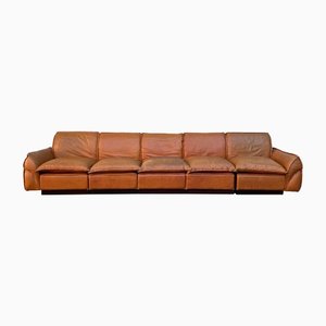 Vintage Modular Sofa in Leather, 1970s, Set of 5