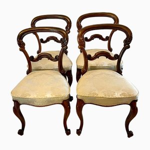 Antique Victorian Carved Rosewood Dining Chairs, 1860s, Set of 4