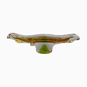 Art Glass Oblong Bowl attributed to Josef Hospodka, Czechoslovakia, 1960s