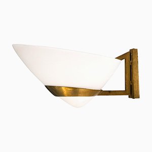Vitage Italian Wall Lamp in Brass and Opaline, 1950s