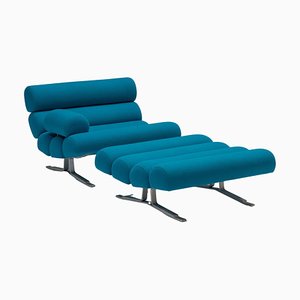 Blue Kingston Armchair and Ottoman by William Plunkett, 2018, Set of 2