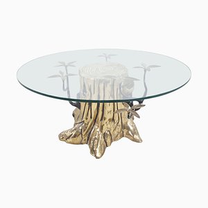 Vintage Brass Tree Coffee Table attributed to Willy Daro, 1970s