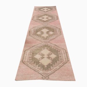 Vintage Turkish Pink Wool Runner Rug, 1960s