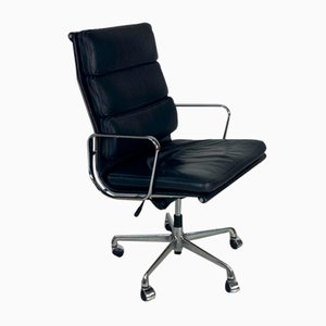 Black Leather High Back Soft Pad Chair by Eero Saarinen for Eames ICF for Herman Miller, 1960s