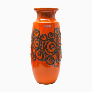 Fat Lava Vase in Orange by Scheurich, 1960s