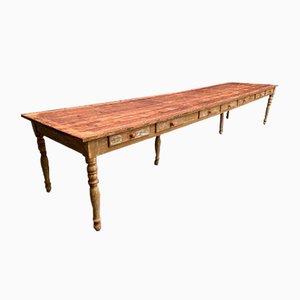 Antique French Pine Mairie Refectory Dining Table, 1880s