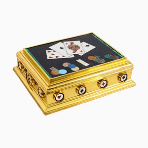 19th Century Italian Ormolu & Pietra Dura Poker Card Games Casket