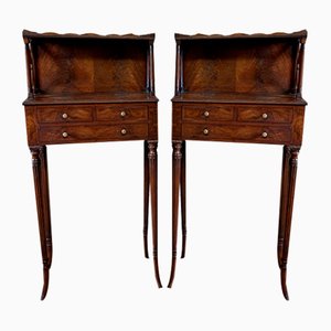 Vintage French Bedside Tables in Burr and Walnut, Set of 2