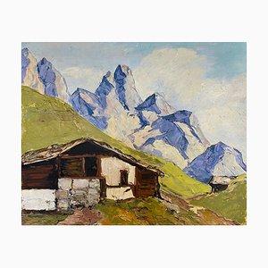 Jean Lassueur, Dolomites, 1937, Huile sur Toile