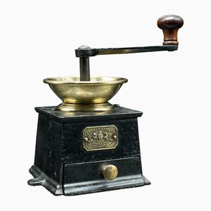 Antique English Cast Iron Personal Coffee Grinder, 1890s