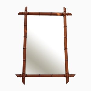 Specchio da parete grande in simil bambù, anni '30