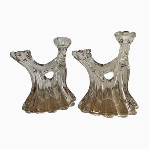 Candlesticks in Crystal, 1970s, Set of 2