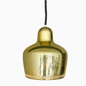 Lampe à Suspension Cloche Dorée Vintage par Alvar Aalto pour Louis Poulsen, 1960s