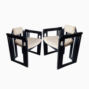 Art Nouveau Viennese Black Armchairs, Set of 2