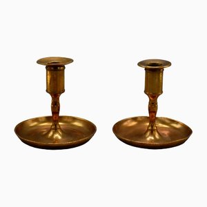 Swedish Candleholders in Brass, 1800s, Set of 2
