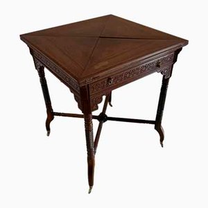 Antique Victorian Rosewood Inlaid Envelope Table, 1880s