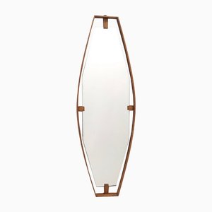 Vintage Hexagonal Wall Mirror with Beech Frame, Italy, 1950s