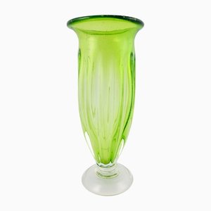 Jarrón de cristal de Murano verde, años 70