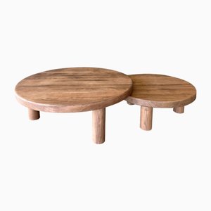 Mid-Century Low Tables in Cherry Wood, 2010, Set of 2