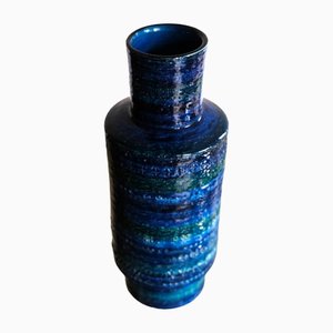 Italian Blue Ceramic Vase by Bitossi for Cer Paoli, 1960s