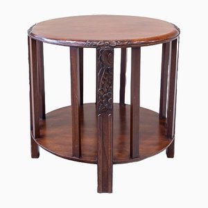 Red Deco Mahogany Side Table, France, 1930s