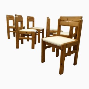 Französische Stühle aus Kiefernholz, 1970, 6er Set