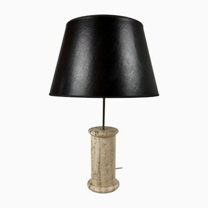 Mid-Century Travertine and Brass Table Lamp, 1960s