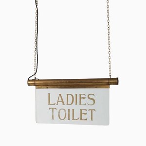 Art Deco Ladies Toilet Illuminated Sign in Brass, 1920s