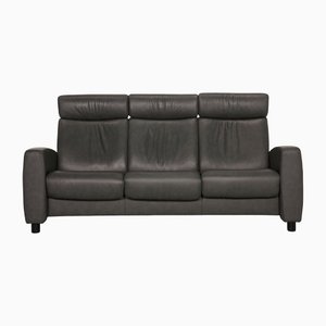 Stressless Gray Leather Three-Seater Sofa from Arion