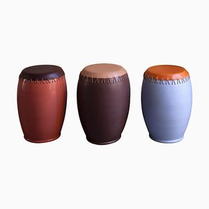 Bombo Leather Side Tables by Nestor Perkal, Set of 3