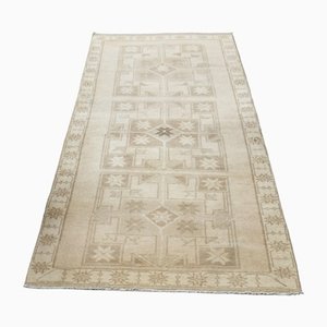 Vintage Turkish Neutral Wool Runner, Anatolia, 1950s