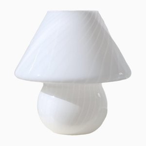 Große weiße Vintage Murano Swirl Mushroom Lampe, 1970er