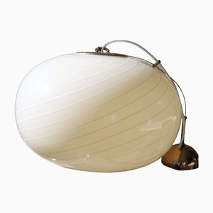 Lámpara de techo vintage de cristal de Murano en blanco crema, años 70