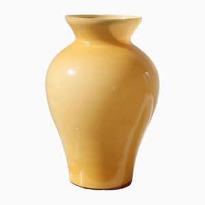 Grand Vase Vintage en Verre de Murano Jaune, 1970s