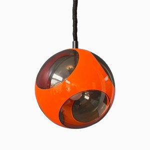 Lámpara colgante era espacial Mid-Century naranja de Luigi Colani, años 70