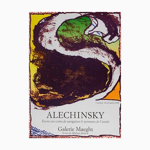Póster de cartas de navegación y pinturas del año de Alechinsky, años 80