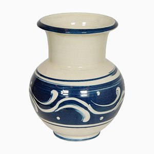 Vase mit Blau und Beige Glasur von Herman Kähler